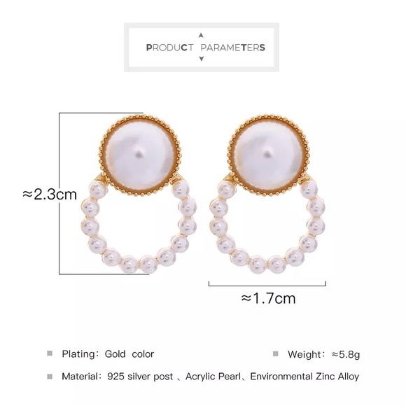 Korean Style Acrylic Pearl Stud Earrings - Picture 8 of 9